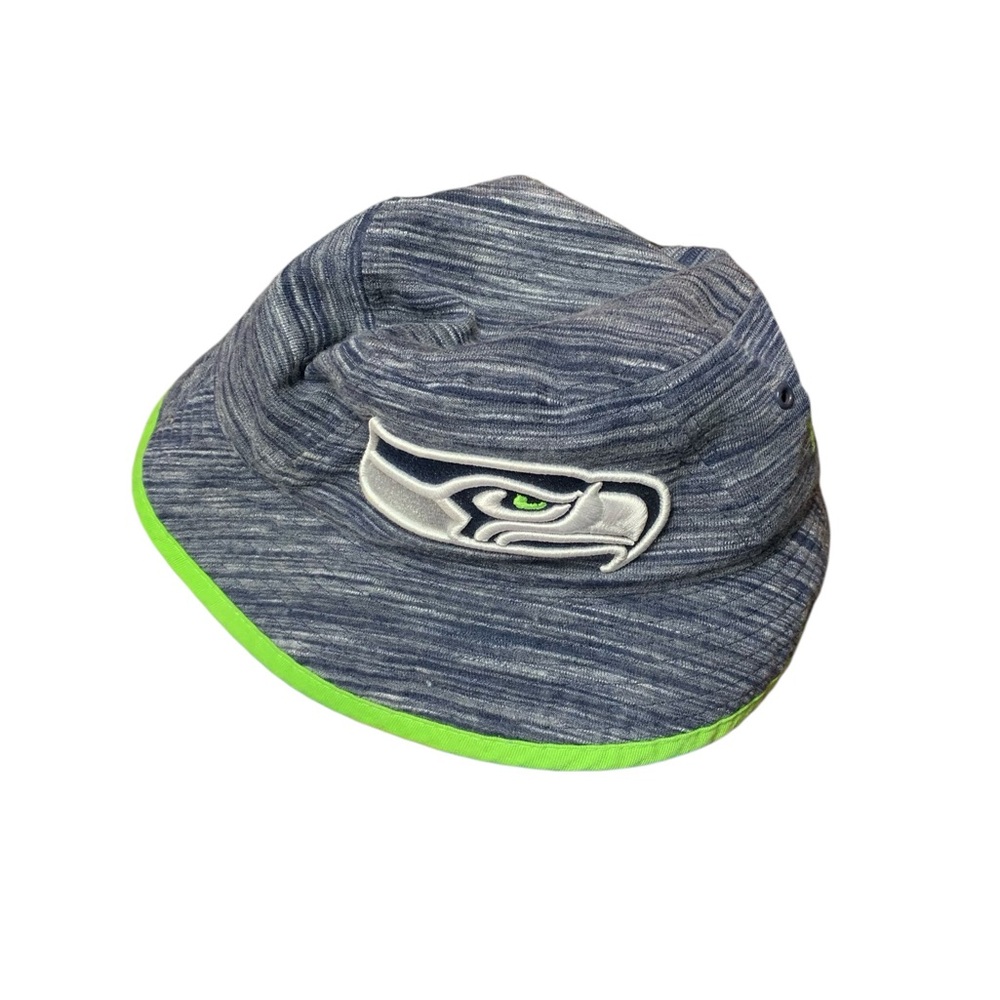 NEW ERA NFL Seattle Seahawks Bucket Hat - Official Team Gear - Navy/Lime Green - Picture 2 of 5